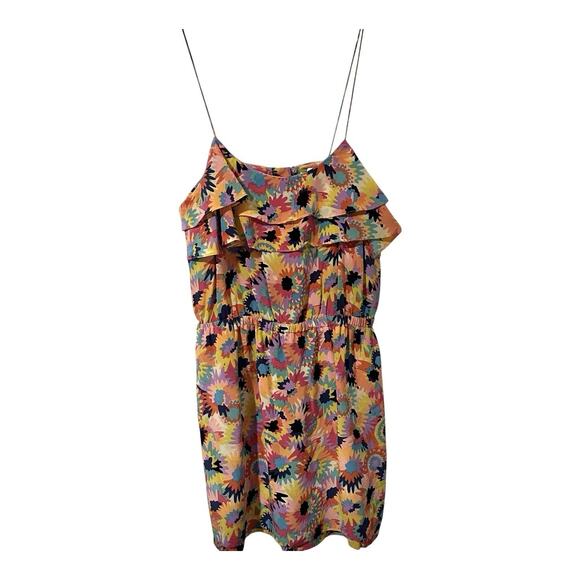 Tibi Colorful Floral Ruffles Silk Boho Romper Sz 2 Strappy Summer Vacay Festival - Picture 3 of 11